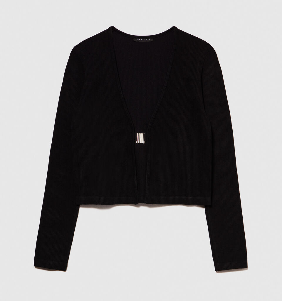 Seamless cropped cardigan - women's cardigans - Black | Sisley image number 6